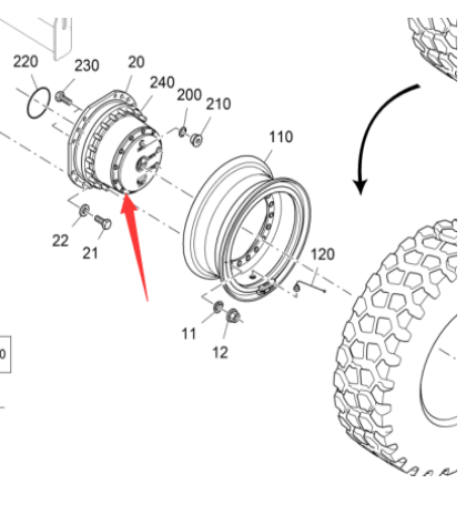 The rear wheel drive reducer of the paver 2231840
