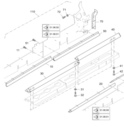 The auger chain of the paver protects the left rea