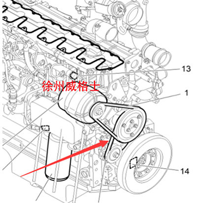Imported asphalt paver oil pump belt 2053377